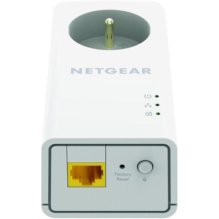 NETGEAR Pack de 2 adaptateurs CPL 2000 Mbit/s- 2 ports 10/100/1000 RJ45 - Avec prise intégrée PLP2000-100FRS