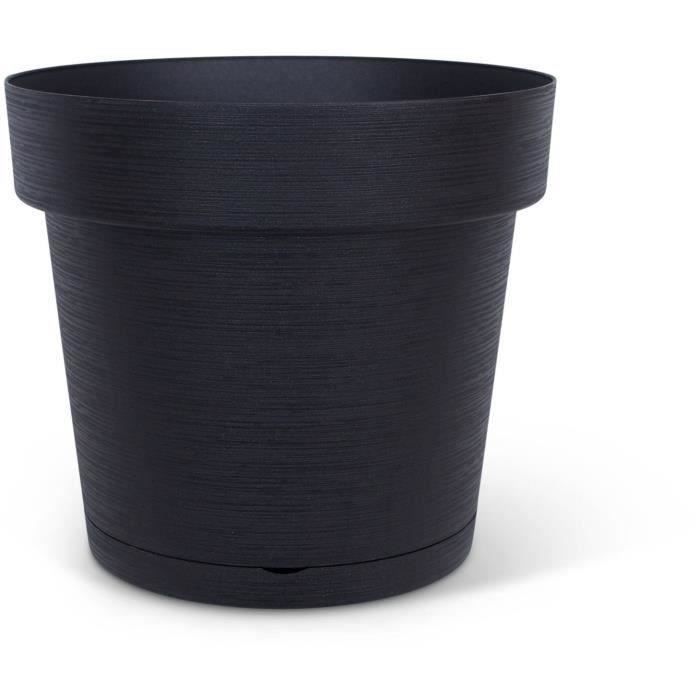 Pot a r�serve d'eau - GARDEN ID Glamour - Anthracite 40 cm - Surface granuleuse - Int�rieur/ext�rieur - Design �pur�.