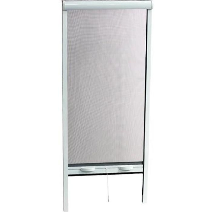 Moustiquaire de porte fenetre L160 X H220 cm a tirage direct en aluminium laqu? blanc -  Recoupable en largeur et hauteur
