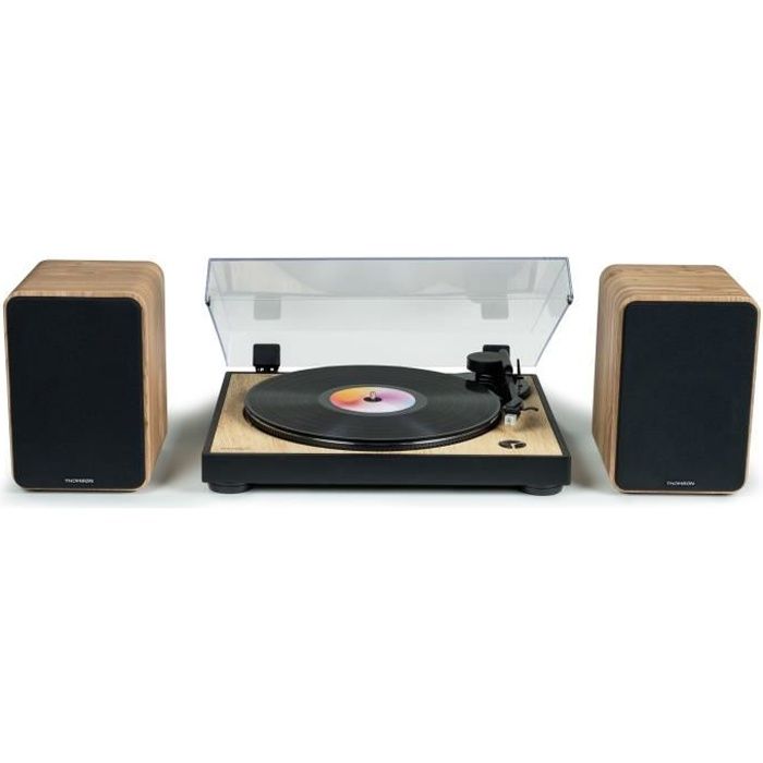 THOMSON WS602DUO - Set di 2 altoparlanti con cassa in legno - 100W - Bluetooth 5.0 - 2 uscite RCA - Legno chiaro