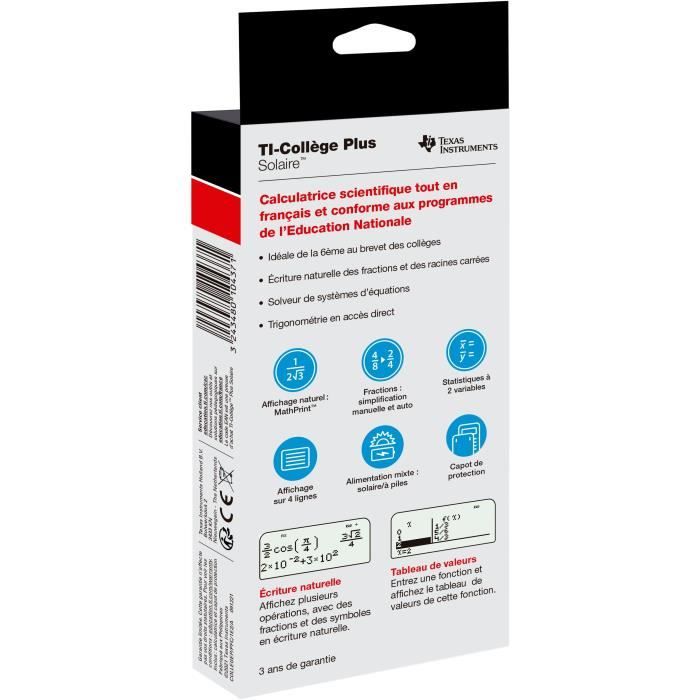 Image secondaire de Calculatrice Solaire TI-College Plus de Texas Instruments