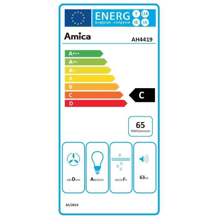 Image secondaire de Hotte Inclinée Amica AH4419 en Inox 90 cm avec Éclairage LED