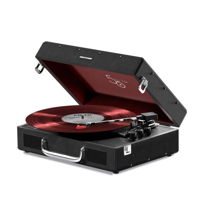 Platine vinyle - MIXX - Revival 55 - Enceintes stéréo intégrées - 3 vitesses - Bluetooth - Sortie RCA - Noir