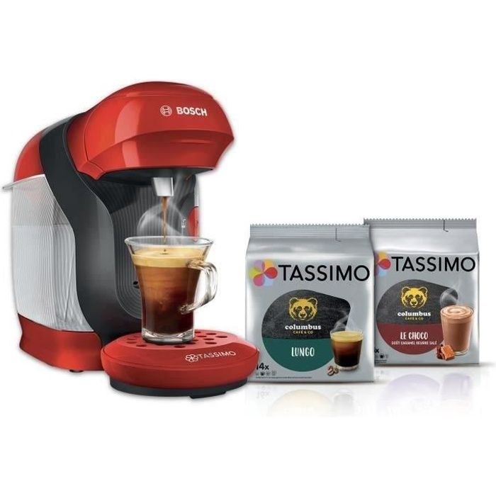 1 machine a multi-boissons Tassimo BOSCH - STYLE TAS1103 rouge + 2 packs de T- Discs - 0,7 l
