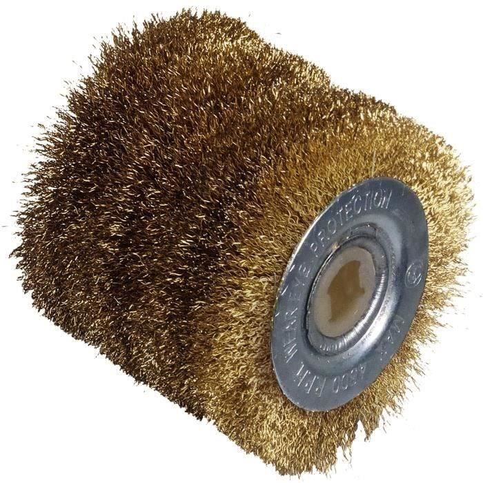 Brosse m?tallique large - fil laitonn? de 0,3mm - ?60mm - L60mm