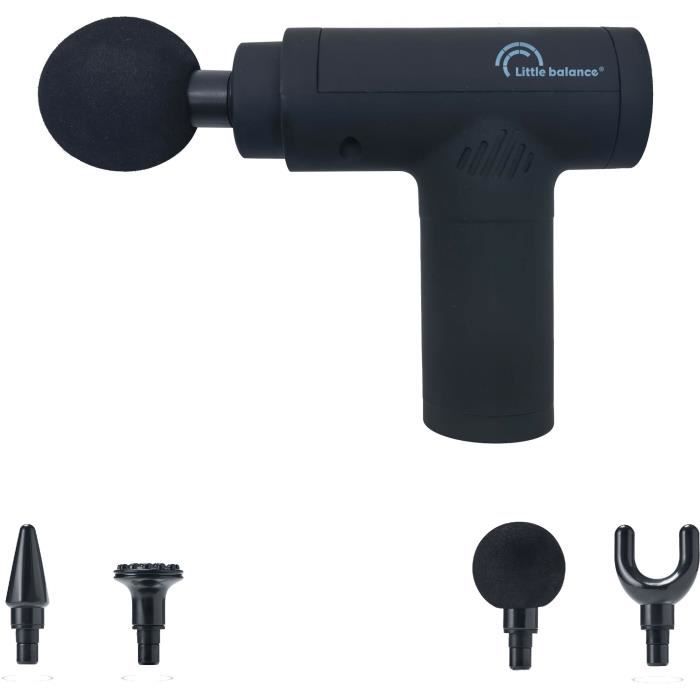 Pistola massaggiante - LITTLE BALANCE - Sport Relax - 6 velocità - 4 testine - Nero