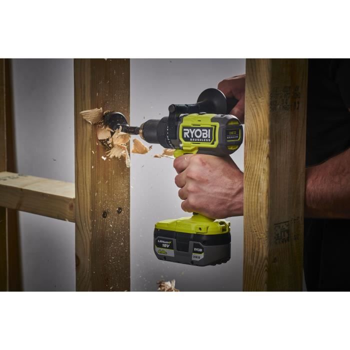 Image secondaire de Perceuse-visseuse a percussion - RYOBI - Brushless - 18V - 95 Nm 500-2100 tr/min - 7500-31500 cp/min - Livré avec 2 batteries