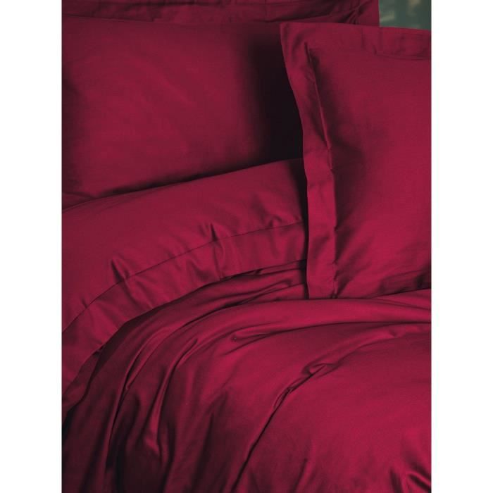 Image secondaire de Parure de lit - 1 housse de couette 220 x 240 cm + 2 taies d'oreiller 60 x 60 cm - Satiné 100% coton - Rouge