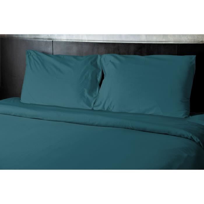Image secondaire de Lot de 2 taies d'oreiller - HOME LINGE PASSION - HP72087 - Microfibre 82 g - 50 x 70 cm - Bleu canard