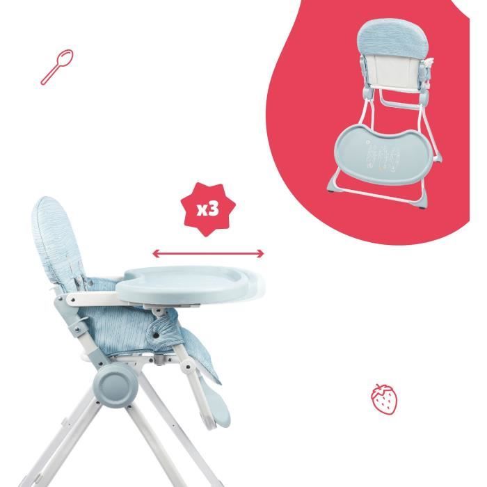 Badabulle Chaise haute pour bébé ultra compacte et légere - Dossier et tablette ajustables, Des 6 mois