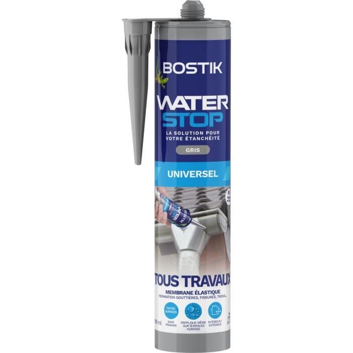 Membrane d'étanchéité - BOSTIK - Waterstop - Réparation fuites - Cartouche 290 ml - Gris