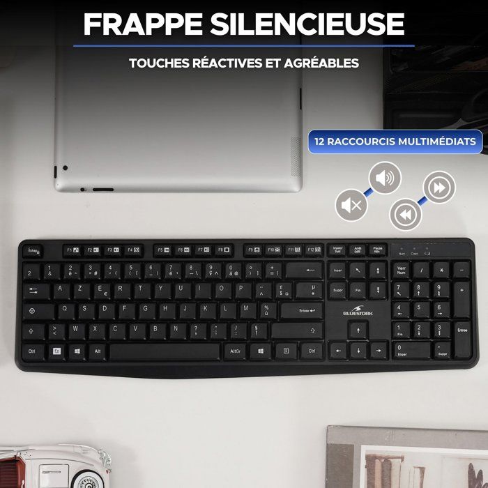 Image secondaire de Clavier Filaire AZERTY avec 15 Touches Multimédia - BLUESTORK