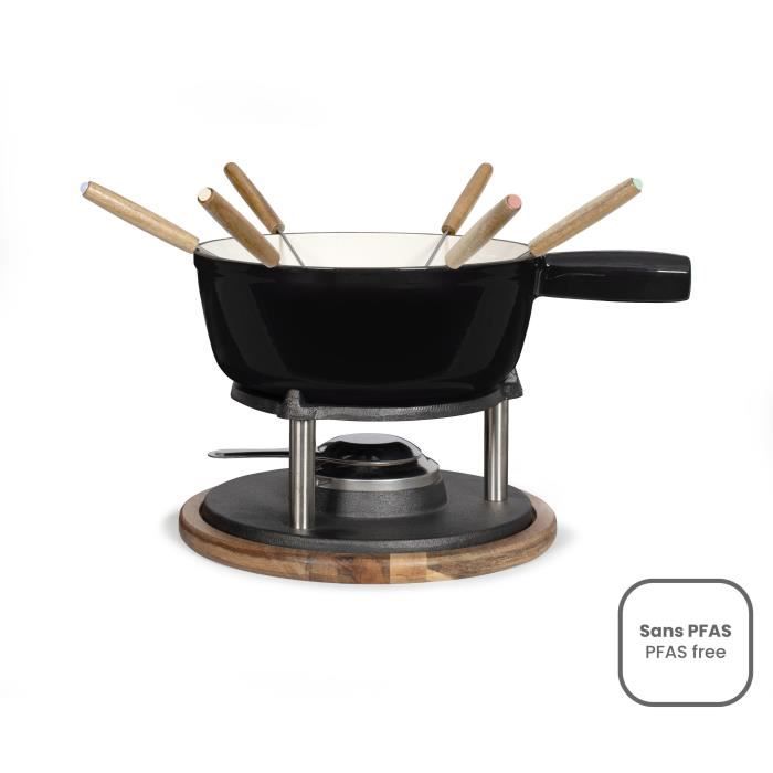 Service a fondue tradition - LIVOO - MEN426N - 2,6L - 6 personnes - Fonte émaillée - 6 fourchettes - Caquelon compatible tous fe