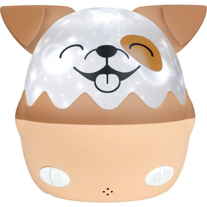 Luce notturna musicale senza fili - BIGBEN - Cane - Proiezione a 360°, 13 film, 8 melodie, Telecomando, Batteria USB-C