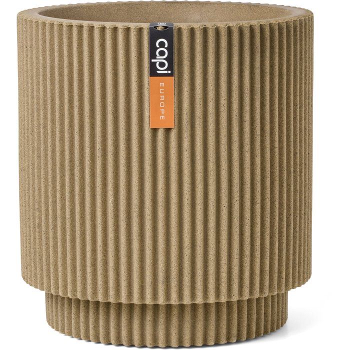 Vase Cylindre Groove NL Beige 36 x 38 cm - CAPI EUROPE