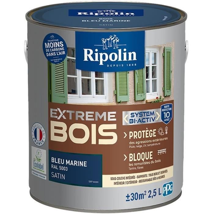 RIPOLIN Interior & Exterior Wood Paint - Navy Blue Ral 5003 Satin, 2.5L