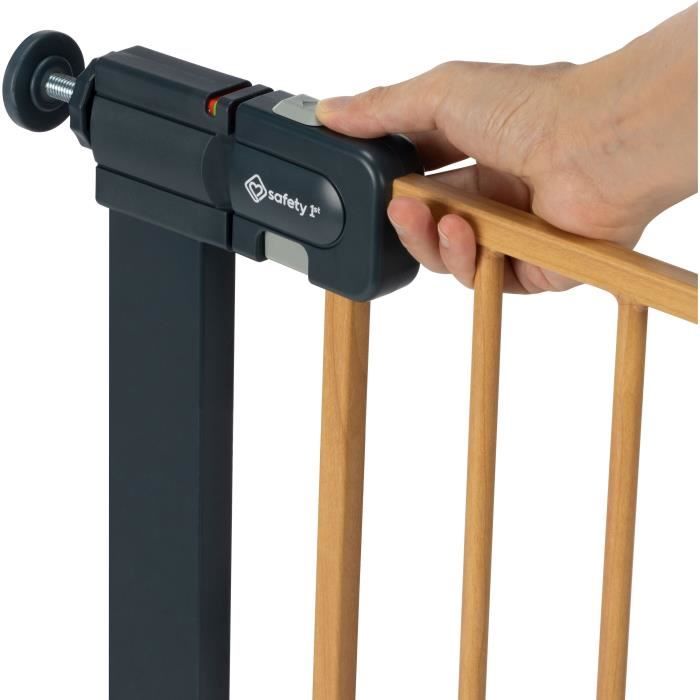 Puerta de seguridad infantil efecto madera 73-80 cm máximo 136 cm diseño fácil cierre