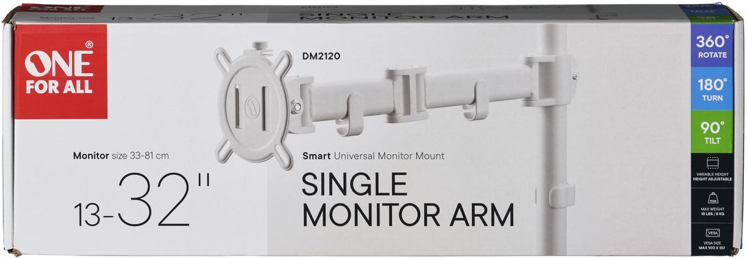 Image secondaire de Support Moniteur Smart Blanc - Bras Simple pour Écrans 13 à 32 pouces