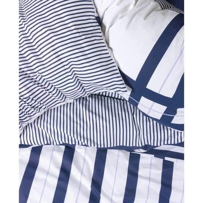 Image secondaire de Parure de lit - 1 housse de couette 220 x 240 cm + 2 taies d'oreiller 60 x 60 cm - 100% coton renforcé - Bleu