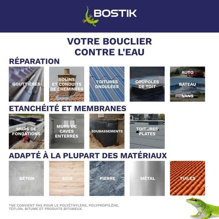 Image secondaire de Membrane d'étanchéité - BOSTIK - Waterstop - Réparation fuites - Pot 1 kg - Gris