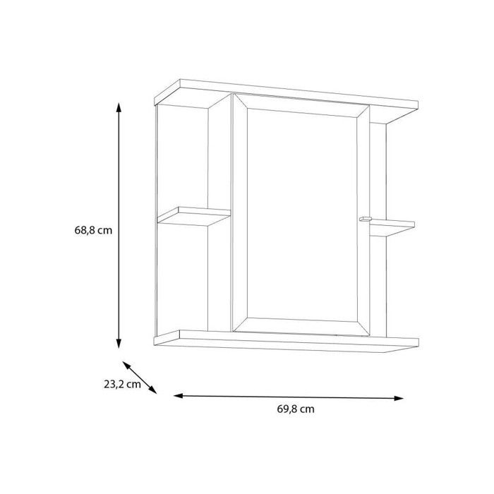 Wall cabinet bathroom 1 door with mirror handcrafted oak salvia green 69.9 x 23.2 x 68.8 cm