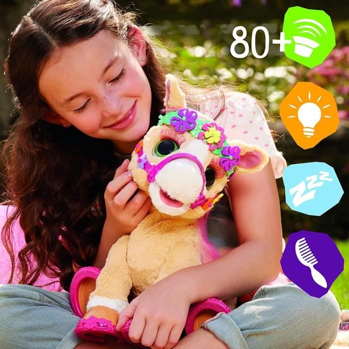 FurReal Cannelle mon poney coquet, animal en peluche électronique de 35,5 cm, +80 sons et réactions, 26 accessoires, pour enfant des