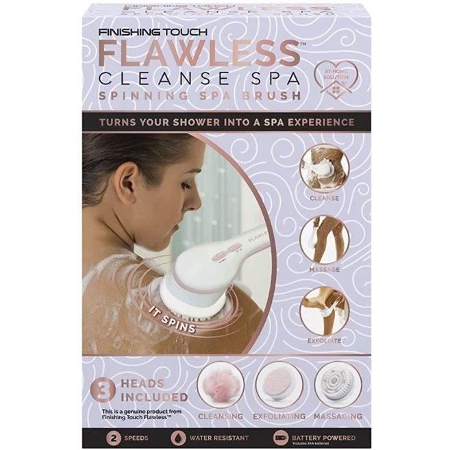 FLAWLESS FINISH - Finishing Touch Flawless Cleanse Spa, Brosse Électrique Corps avec 3 Tetes Interchangeables