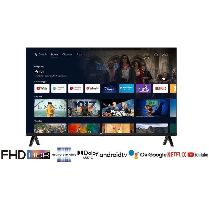 LED TV Full HD 40 inch 1920x1080 HDR10 Android TV 2xHDMI 1.4 WiFi