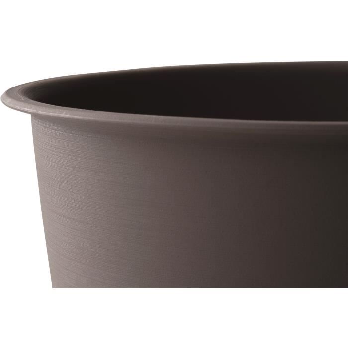Pot de fleurs d'extérieur JOY, Pot Rond, Coloris Taupe - Ø48,8 x H.40,6 cm - 49,8 litres - Pot plastique recyclé - PoeTIC