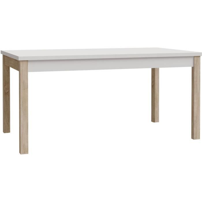 Table a manger extensible HOYVIK - 160,4 - 207 cm - Allonge se rangeant sous le plateau - décor chene sonoma avec du blanc mat