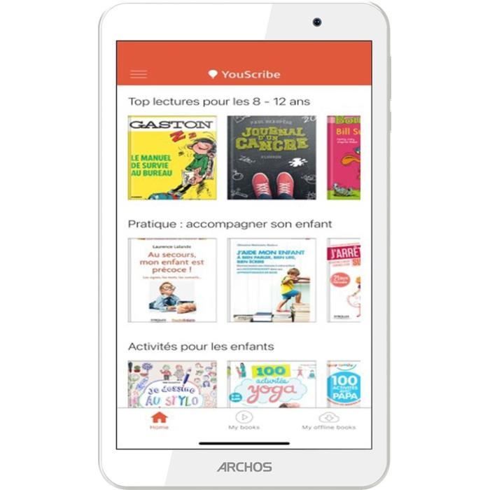 Tablette tactile ARCHOS T80 Wi-Fi - 8 HD - Quad core - 1 Go - Stockage 16 Go - Android 10 + 1 An d'abonnement a Youscribe