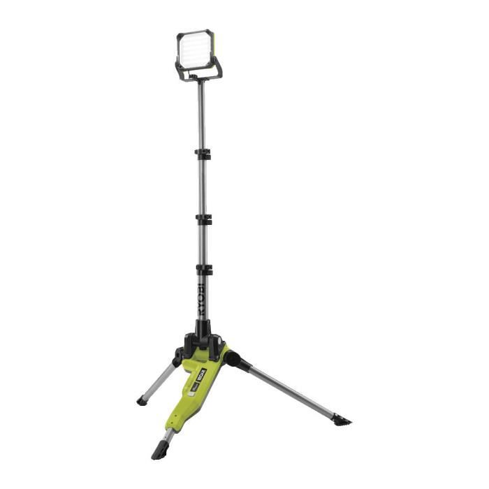 RYOBI - Projecteur LED sur trépied 18V ONE+ - 3 intensités : 2 700 / 1 000 / 500 Lumens - trépied ajustable jusqu'a 1,7 m - R18T