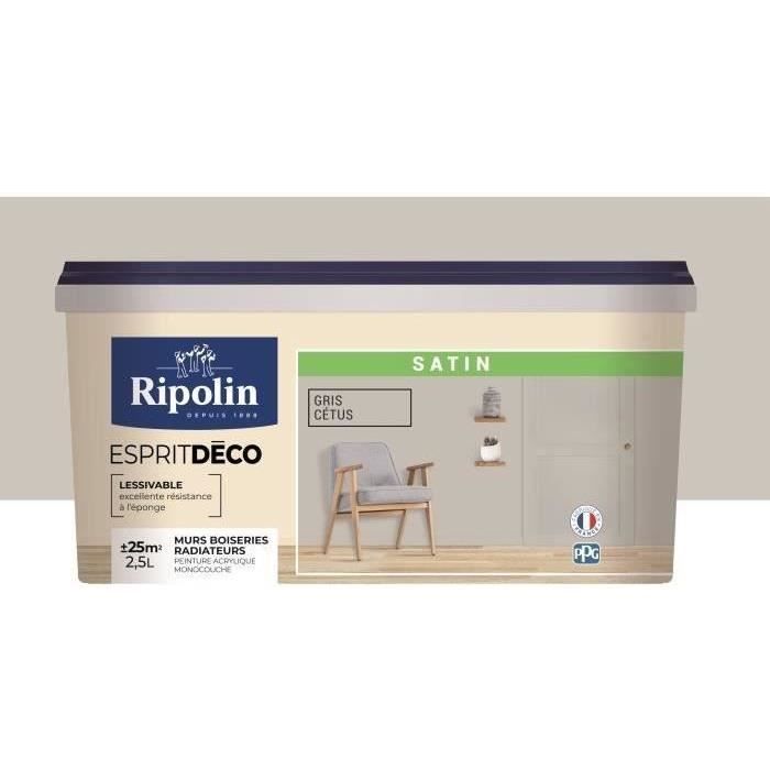 RIPOLIN Ultra Covering Satin Color Paint for Kitchen, Bedroom, Living Room, Hall, Entrance, Hallway - Cetus Gray