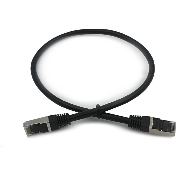 Câble RJ45 Blindé Cat.6 - LINEAIRE - 0,5m Noir