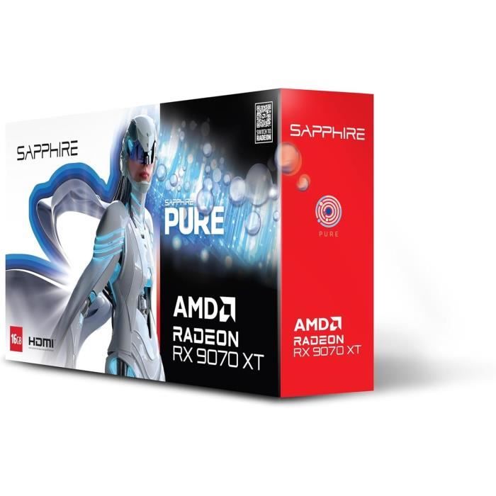 SAPPHIRE - Carte graphique - PURE AMD RADEON™ RX 9070 XT GAMING OC - 16 GB - Dual HDMI / Dual DP