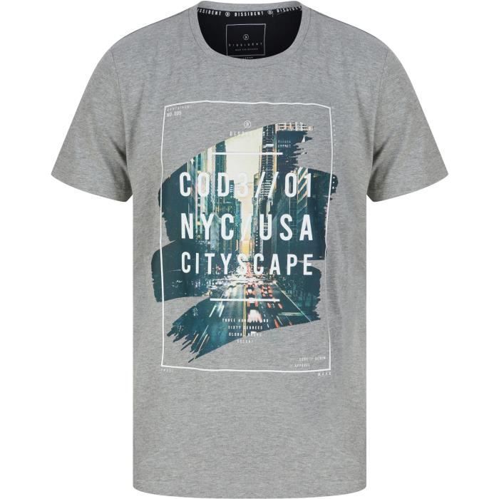 DISSIDENT T-Shirt City NYC USA Gris Homme
