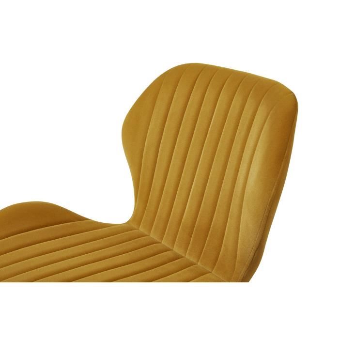 PORTO Lot de 2 Chaises pieds métal - Velours Moutarde - L 50 x P 53 x H 81 cm