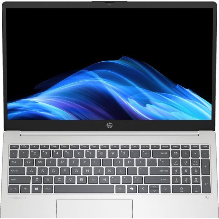 PC Portable HP Omnibook 3 15-fn0018nf - Windows 11 - 15,6 FHD IPS - Ryzen AI 5 340 - RAM 24Go - Stockage 512Go SSD - AZERTY