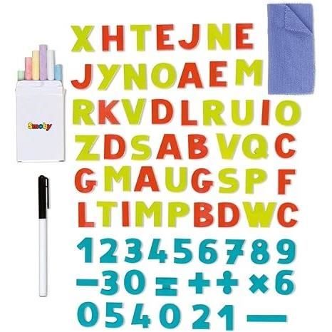 Pizarra de madera de doble cara para escribir tiza y magnética blanca plegable con 80 accesorios