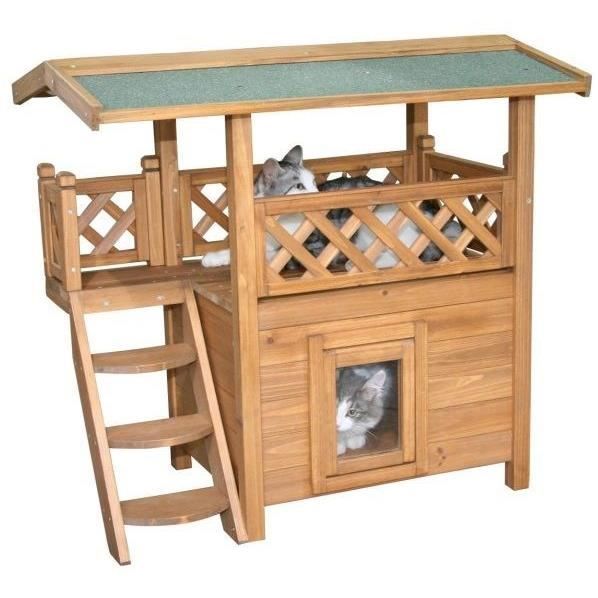 Casa para gatos - KERBL - Lodge - Madera - Marr�n / Verde - 77 x 50 x 73 cm