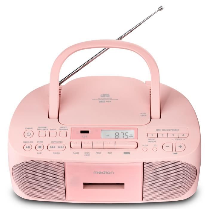 Image secondaire de Radio CD K7 - MEDION - FM - 2x3W RMS - Rose