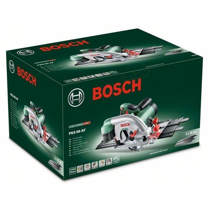 Scie circulaire filaire Bosch - PKS 66 AF (Livré avec lame de scie bois ,Rail de guidage, dans Boîte Carton)