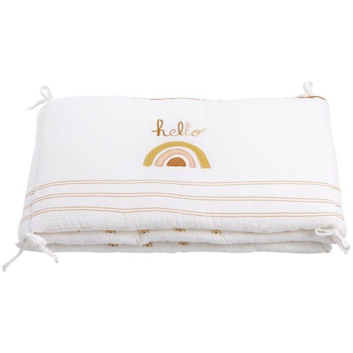 Tour de lit adaptable Sunlight en coton écru avec motifs arc-en-ciel