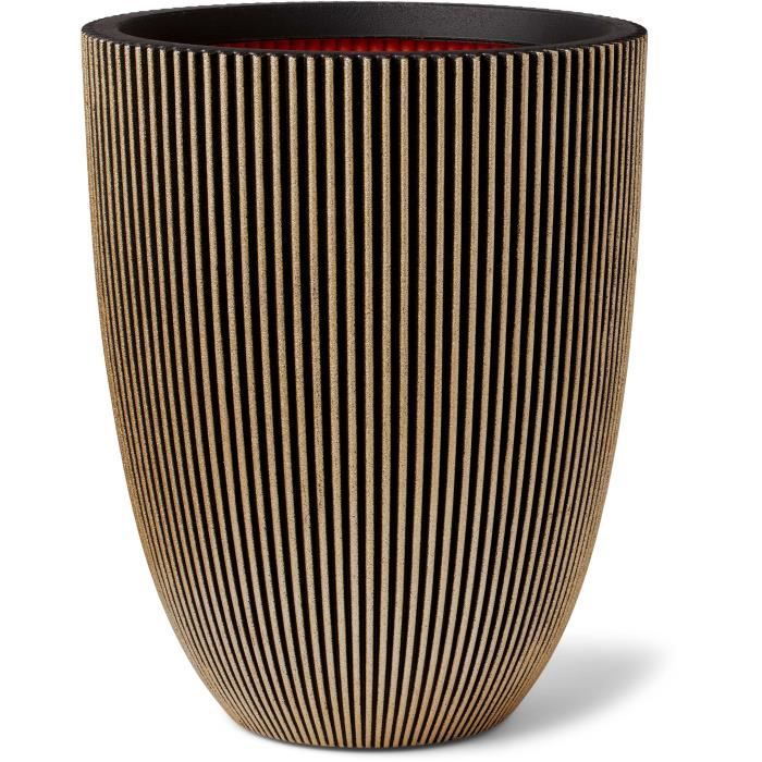 Vase Élégant Groove Noir et Doré - 46 cm