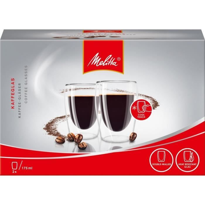 Image secondaire de MELITTA Lot de 2 verres en borosilicate pour café long 200 ml transparent