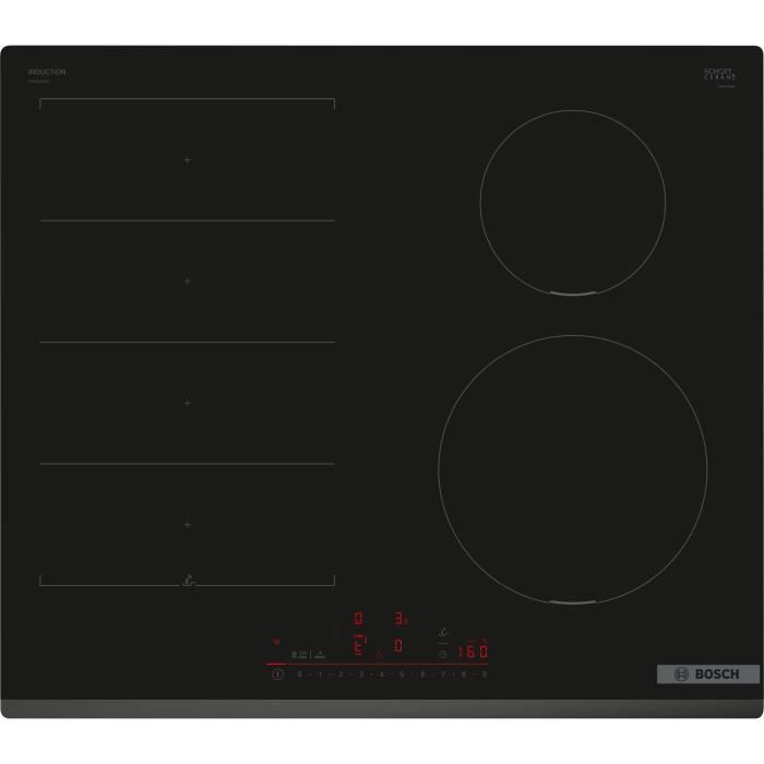 Table de cuisson à induction - BOSCH SERIE 6 PIX631HC1H - 4 foyers - 7400 W - Multitouch+ - Zone flex - Noir