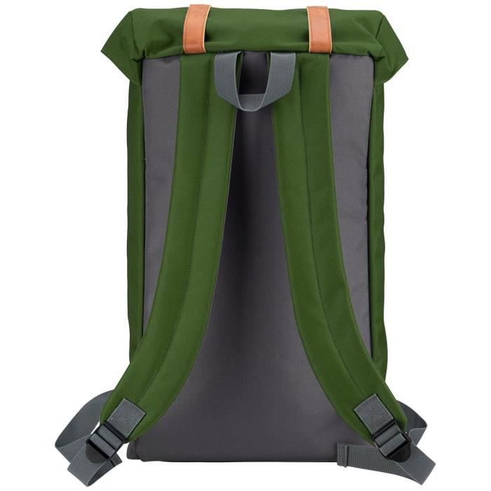 ABBEY Sac a dos scolaire - Fermeture aimantée - Cuir PU look vintage - 100% Polyester 300x300D - Vert