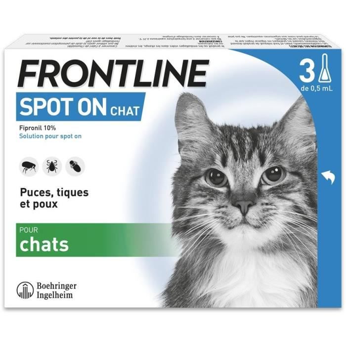 FRONTLINE 3 Pipettes antiparasitaires SPOT ON Chat - Puces, tiques, poux