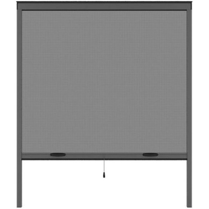 Zanzariera per finestra L125 x H145 cm in alluminio grigio antracite - Tagliabile in larghezza e altezza
