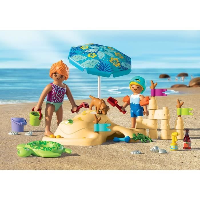 Image secondaire de Playmobil 71906 Famille jouant dans le sable a la plage, My Life Vacances a la plage, 46 pieces, des 4 ans